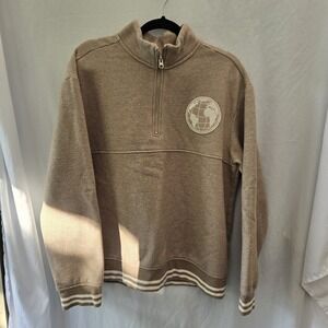 Original Use 1/4 Zip Pullover Tan Sweatshirt Men's Large Preppy Academia Hipster